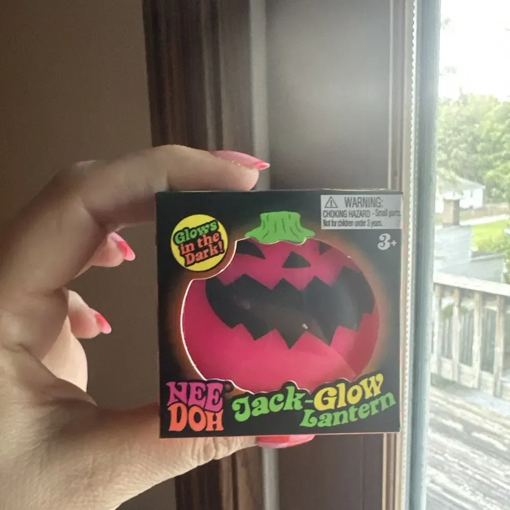 Needoh Jack-Glow Lantern Pink Glow In The Dark Halloween Authentic Schylling